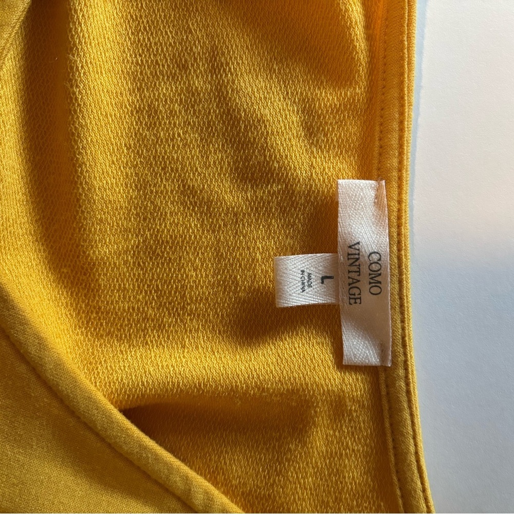 Como Vintage Mustard Midi Dress with Ruffle Sleeves - Picture 7 of 9